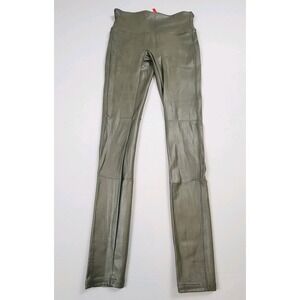 Spanx by Sara Blakely Olive Womens Leggings Size Small Faux Leather Pull On
